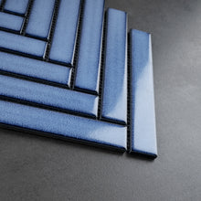 JAPM603 Herringbone Blue Matte Porcelain Mosaic Tile Wall Floor Tile