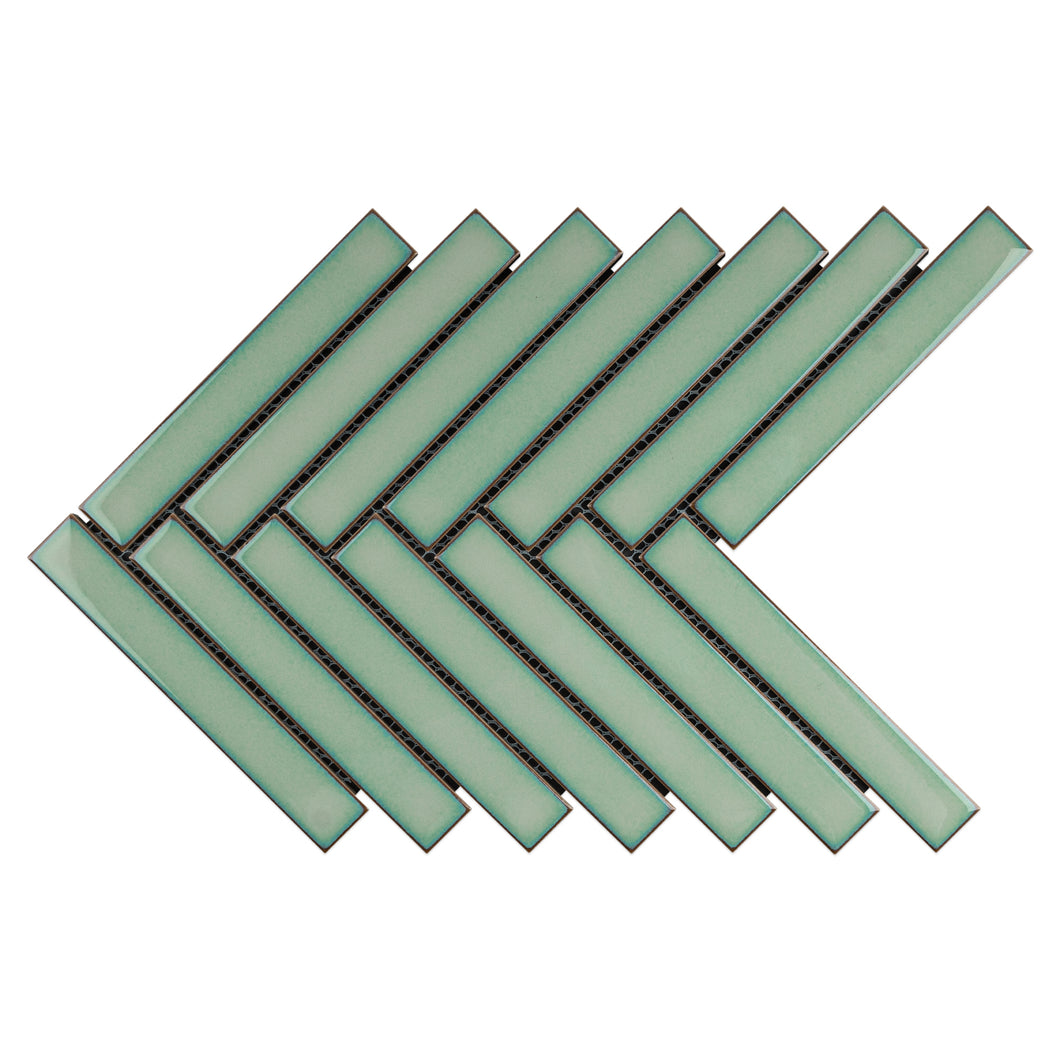 JAPM604 Herringbone Green Matte Porcelain Mosaic Tile Wall Floor Tile