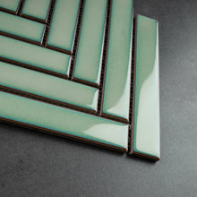 JAPM604 Herringbone Green Matte Porcelain Mosaic Tile Wall Floor Tile