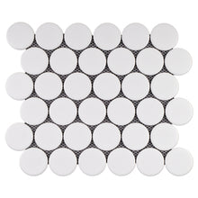 JAPM801  Penny Round White Matte Porcelain Mosaic Wall and Floor Tile
