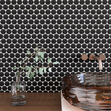 JAPM802 Penny Round Black Matte Porcelain Mosaic Wall and Floor Tile