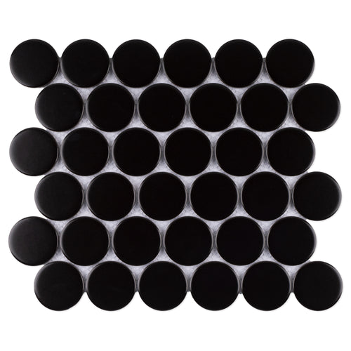 JAPM802 Penny Round Black Matte Porcelain Mosaic Wall and Floor Tile
