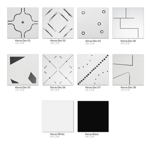 KENZO DEC04 White Maze 8x8 Square Matt Wall and Floor Porcelain Tile