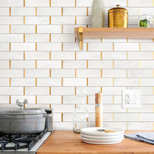 NBG-2 2x6 White and Gold Metal Stainless Steel Polished Marble Tile
