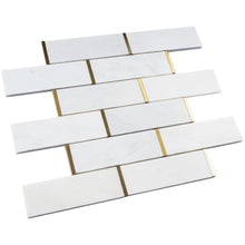 NBG-2 2x6 White and Gold Metal Stainless Steel Polished Marble Tile