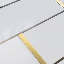 NBG-2 2x6 White and Gold Metal Stainless Steel Polished Marble Tile