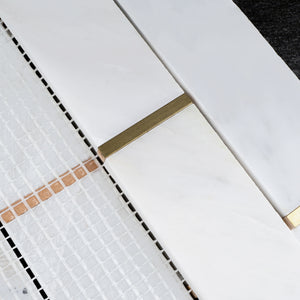 NBG-2 2x6 White and Gold Metal Stainless Steel Polished Marble Tile