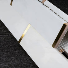 NBG-2 2x6 White and Gold Metal Stainless Steel Polished Marble Tile
