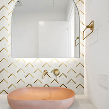 NBG-3  Chevron White and Gold Metal Stainless Steel Polished Marble Tile