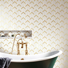 NBG-3  Chevron White and Gold Metal Stainless Steel Polished Marble Tile