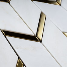 NBG-3  Chevron White and Gold Metal Stainless Steel Polished Marble Tile