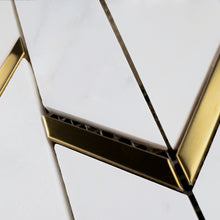 NBG-3  Chevron White and Gold Metal Stainless Steel Polished Marble Tile