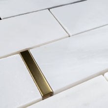 NBG-5 2x4 Subway Tile White and Gold Metal Stainless Steel Polished Marble Tile