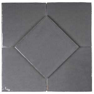 NC-AS-SQ66 New Country Dark Gray Square 6"x6" Polished Ceramic Wall Tile