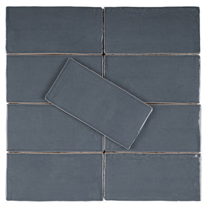 NC-DBLU-SW36 New Country Dark Blue Subway Tile 3"x6" Polished Ceramic Wall Tile