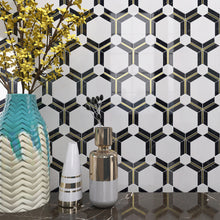 TNDOG-10 Natural Dorato Hexagon White Gold Polished Marble Mosaic Tile Wall Tile Backsplash