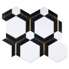 TNDOG-10 Natural Dorato Hexagon White Gold Polished Marble Mosaic Tile Wall Tile Backsplash