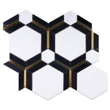 TNDOG-10 Natural Dorato Hexagon White Gold Polished Marble Mosaic Tile Wall Tile Backsplash