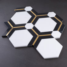 TNDOG-10 Natural Dorato Hexagon White Gold Polished Marble Mosaic Tile Wall Tile Backsplash