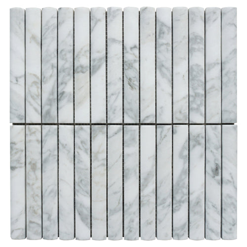 TNMSG-12 Natural Stacked White Convex Matte Marble Mosaic Backsplash Wall Tile