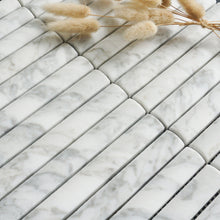 TNMSG-12 Natural Stacked White Convex Matte Marble Mosaic Backsplash Wall Tile