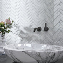 TNMSG-14 Natural Herringbone Carrara White Polished Marble Mosaic Backsplash Wall Tile