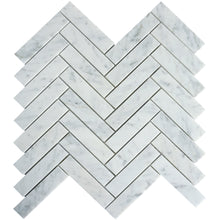 TNMSG-14 Natural Herringbone Carrara White Polished Marble Mosaic Backsplash Wall Tile