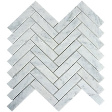 TNMSG-14 Natural Herringbone Carrara White Polished Marble Mosaic Backsplash Wall Tile