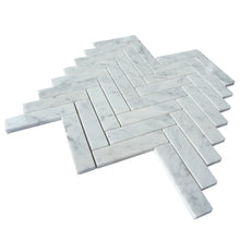 TNMSG-14 Natural Herringbone Carrara White Polished Marble Mosaic Backsplash Wall Tile