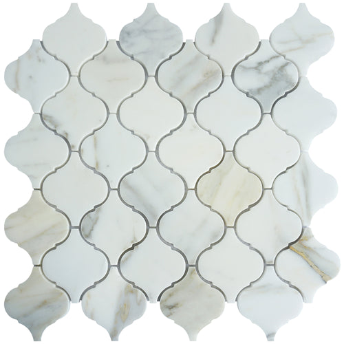 TNMSG-16 Natural Arabesque Carrara Gold Polished Marble Mosaic Backsplash Wall Tile (Copy)