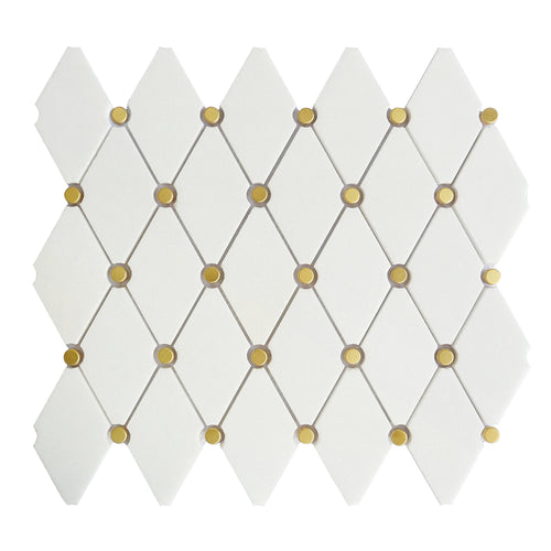TNMSG-17 Natural Geometric White and Gold Polished Marble Mosaic Backsplash Wall Tile (Copy) (Copy)