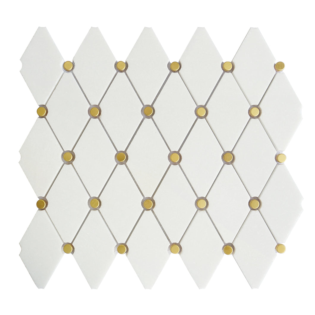 TNMSG-17 Natural Geometric White and Gold Polished Marble Mosaic Backsplash Wall Tile (Copy) (Copy)