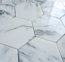 TNMSG-02  3" hexagon honeycomb white marble mosaic tile backsplash