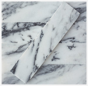 TNMSG-06  White and Blue polished marble 2x8 subway tile backsplash