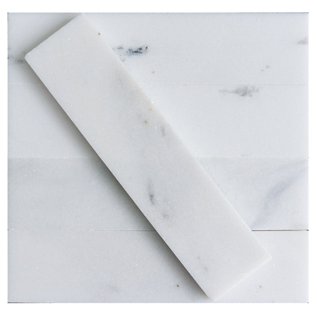 TNMSG-07 White polished marble 2x8 subway tile backsplash