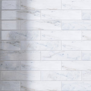 TNMSG-08 Castro White polished marble 2x8 subway tile backsplash