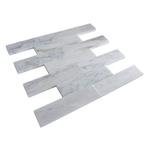 TNMSG-08 Castro White polished marble 2x8 subway tile backsplash