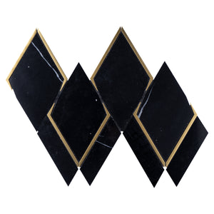 TNNGG-07 Lorenza Double Diamond Black and Gold Metal Stainless Steel Polished Marble