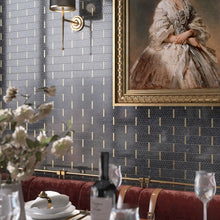 TNNGG-08 Natural Bianco 2x4 Brick Joint Black and Gold Polished Marble Backsplash Wall Tile