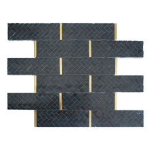 TNNGG-08 Natural Bianco 2x4 Brick Joint Black and Gold Polished Marble Backsplash Wall Tile