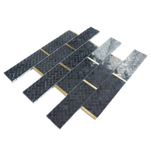 TNNGG-08 Natural Bianco 2x4 Brick Joint Black and Gold Polished Marble Backsplash Wall Tile