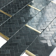 TNNGG-08 Natural Bianco 2x4 Brick Joint Black and Gold Polished Marble Backsplash Wall Tile