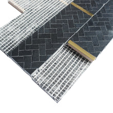TNNGG-08 Natural Bianco 2x4 Brick Joint Black and Gold Polished Marble Backsplash Wall Tile