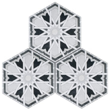 RAD-BLAC-HX89 Radiant Sage Gray Blue 7.88" x 9.45" Hexagon Porcelain Patterned Wall & Floor Tile