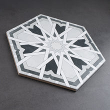 RAD-BLAC-HX89 Radiant Sage Gray Blue 7.88" x 9.45" Hexagon Porcelain Patterned Wall & Floor Tile