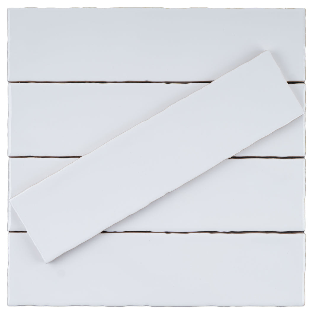 RUR-WHIT-S312 Rustic White Polished Subway Tile 2.95 in. x 11.81 in. Ceramic Wall Tile