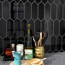TAY-BLA-PK412 TAYLOR Picket Hexagon Black Subway Tile 3.94 in. x 11.81 in. Ceramic Wall Tile