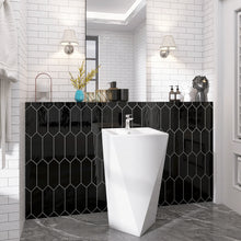 TAY-BLA-PK412 TAYLOR Picket Hexagon Black Subway Tile 3.94 in. x 11.81 in. Ceramic Wall Tile