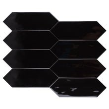 TAY-BLA-PK412 TAYLOR Picket Hexagon Black Subway Tile 3.94 in. x 11.81 in. Ceramic Wall Tile