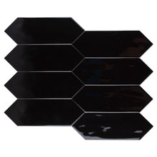 TAY-BLA-PK412 TAYLOR Picket Hexagon Black Subway Tile 3.94 in. x 11.81 in. Ceramic Wall Tile